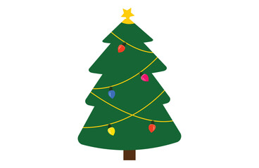 Christmas tree icon,Green Christmas tree illustration ,Cristmas tree Vector, Christmas tree,Christmas background for greeting card or invitation. Decorated Cristmas tree with balls ,decorations