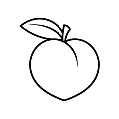 Peach fruit line icon isolated on white background