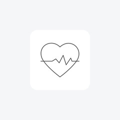 Heart beat,Pulse, Cardiology, thin line icon, grey outline icon, pixel perfect icon