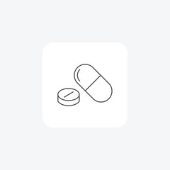 Pills, Medicine, Pharmacy,thin line icon, grey outline icon, pixel perfect icon