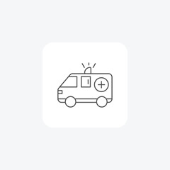 Ambulance, Medical Transport, Paramedic, Healthcare, thin line icon, grey outline icon, pixel perfect icon