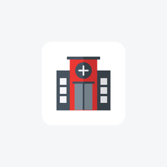 Hospital,Healthcare, Medical Facility, Clinic, flat color icon, pixel perfect icon
