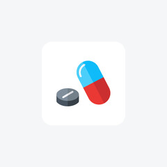 Pills, Medicine, Pharmacy,flat color icon, pixel perfect icon