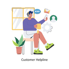 Customer Helpline  vector Flat Design illustration. Symbol on White background EPS 10 File
