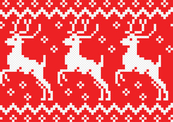 seamless pattern with christmas reindeer. tribal pattern. local fabric pattern. pixel pattern. cross stitch