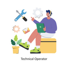 Technical Operator vector Flat Design illustration. Symbol on White background EPS 10 File