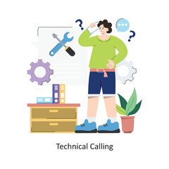 Technical calling vector Flat Design illustration. Symbol on White background EPS 10 File