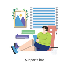 Support Chat vector Flat Design illustration. Symbol on White background EPS 10 File