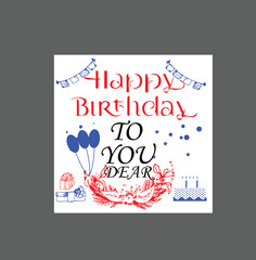 vector birthday card with balloons celebration background