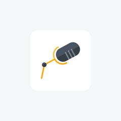 Microphone, Audio device, Recording equipment, flat color icon, pixel perfect icon