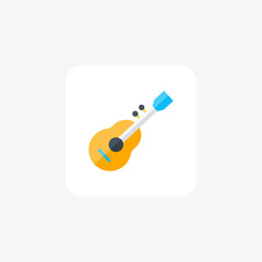 Guitar, Musical instrument, Stringed instrument flat color icon, pixel perfect icon