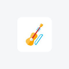 Violin, String instrument, Classical music, flat color icon, pixel perfect icon