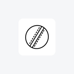 Cricket ball, Cricket equipment, Ball game equipmentLine Icon, Outline icon, vector icon, pixel perfect icon