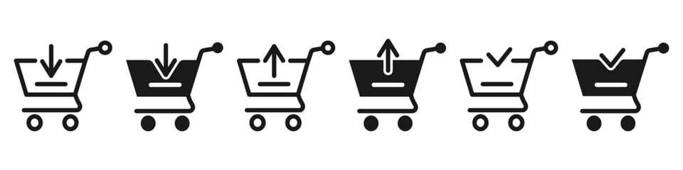 Shopping cart icon set. Internet shop buy logo symbol. Vector illustration. - obrazy, fototapety, plakaty