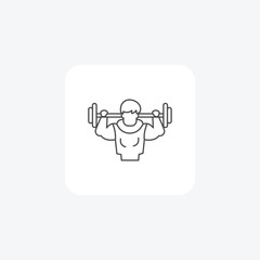 Weightlifting icon, Fitness symbol, Gym workout symbol thin line icon, grey outline icon, pixel perfect icon