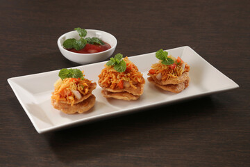 Sev Puri Chaat or Street Food Sev Puri, Indian Snack
