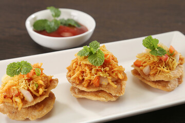 Sev Puri Chaat or Street Food Sev Puri, Indian Snack