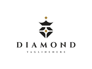luxury diamond jewelry king queen logo design - obrazy, fototapety, plakaty