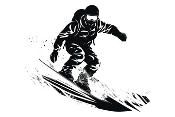 Winter ice snow sports silhouette vector - obrazy, fototapety, plakaty