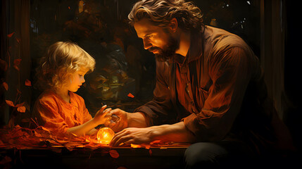 아들과 함께 거울을 보는 아프로디테