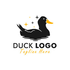 swimming duck illustration logo