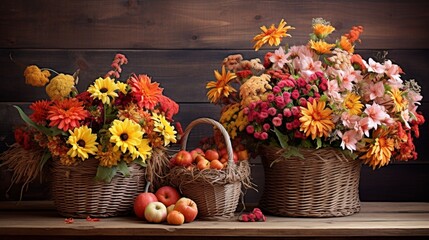 Fototapeta na wymiar beautiful flowers in a basket