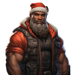 Black Santa Claus,  Transperant illustration, AI generated
