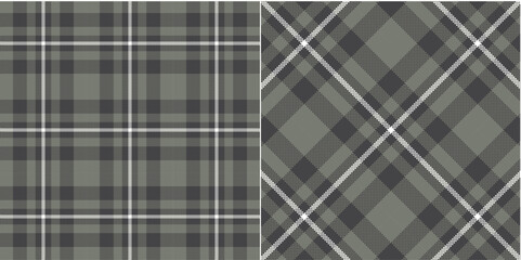Vector checkered pattern or plaid pattern in dark green, sage and white. Tartan, textured seamless plat for flannel shirts, duvet covers, other autumn winter textile mills. Vector Format