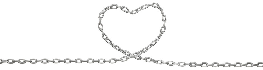 The metal chains artfully intertwine to create a heart shape, beautifully rendered in 3D. Delivered in PNG format with a transparent background.