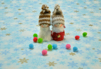 可愛い子供の人形と雪の柄