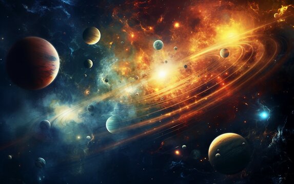 Planets of the Solar System in the Universe © Flowstudio