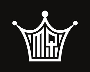 Crown shape MQ letter logo design vector art