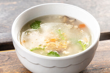 Pork porridge at the morning