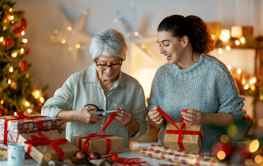 women preparing  presents