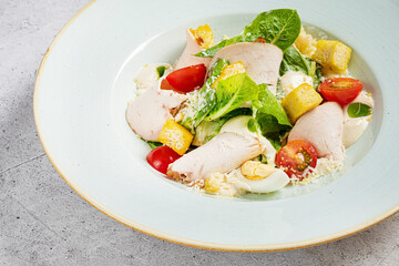 caesar salad on the plate