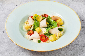 caesar salad on the plate