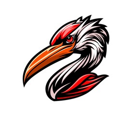 Fototapeta premium Ai generated cartoon stork bird mascot, crane head