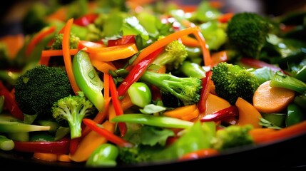 stir vegetable chinese food colorful illustration cuisine healthy, delicious traditional, wok recipe stir vegetable chinese food colorful