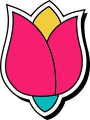 Pink Tulips Flowers Illustration Design Element Sticker