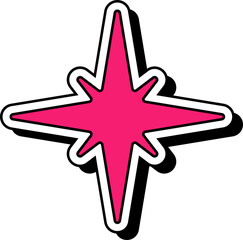 Pink Star Icon Funny Graphic Element Sticker