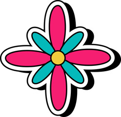 Colorful Funny Flower Design Template Sticker