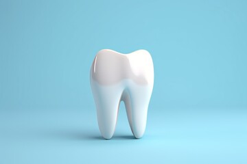 White tooth isolated on blue - obrazy, fototapety, plakaty