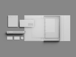 White Blank Branding Stationery Mockup 3D Render
