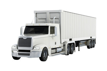 Semi truck trailer isolated on transparent background. 3D illustration