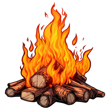 bonfire sticker, Forest heating bonfire