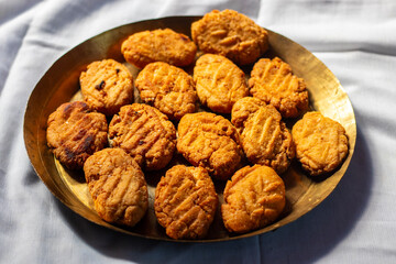 Thekua is an Indian sweet dish.popular in uttarpradesh, bihar and jharkhand.offering for the chhat festival.