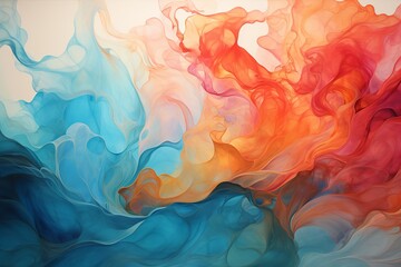 Fire and Water in The Style of Abstract Expressionism. Creted with Generative AI Technology - obrazy, fototapety, plakaty