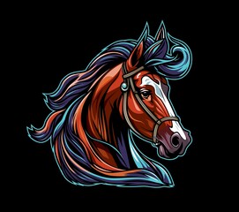 Fototapeta na wymiar AI generated horse head mascot, equestrian sport