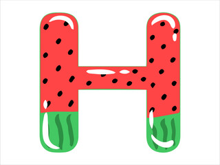 Watermelon Alphabet Letter H Illustration
