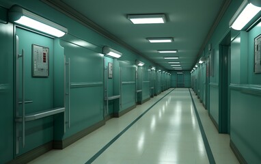 Hospital Corridor with Medical Professionals